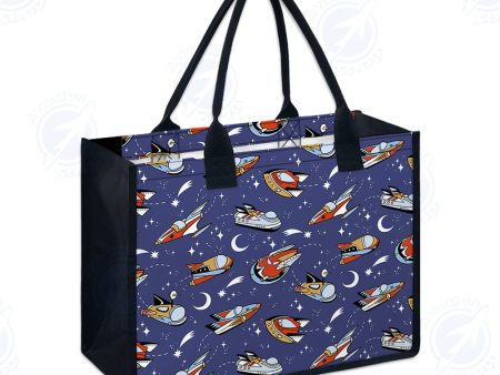 Spaceship & Stars Designed Special Canvas Bags For Discount