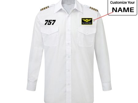 757 Flat Text Designed Long Sleeve Pilot Shirts Hot on Sale