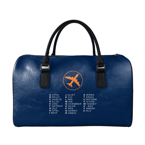 Aviation Alphabet 2 Designed Leather Travel Bag For Cheap