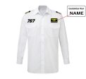 767 Flat Text Designed Long Sleeve Pilot Shirts on Sale