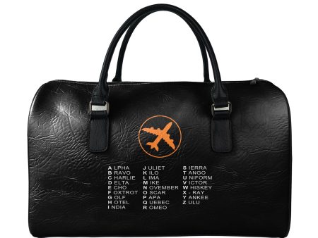 Aviation Alphabet 2 Designed Leather Travel Bag For Cheap