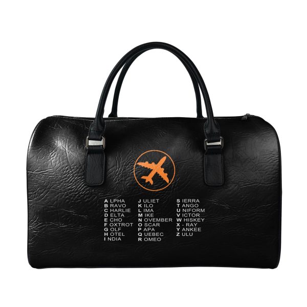 Aviation Alphabet 2 Designed Leather Travel Bag For Cheap