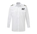 757 Flat Text Designed Long Sleeve Pilot Shirts Hot on Sale