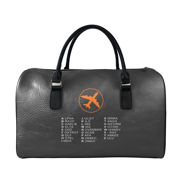 Aviation Alphabet 2 Designed Leather Travel Bag For Cheap